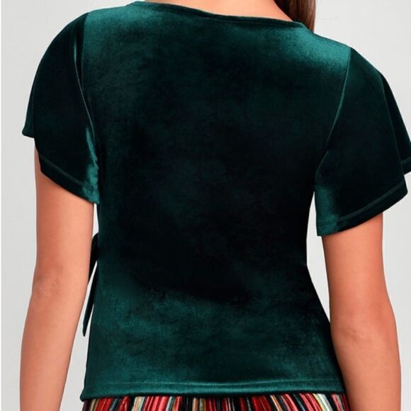 Lulus Forest Green Velvet Top - Picture 3 of 4